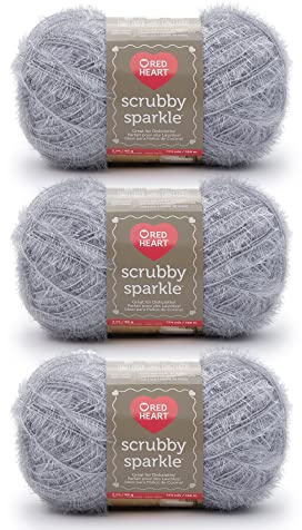 Red Heart Scrubby Sparkle - Gomitolo di filo, confezione da 3, colore: ostrica