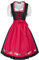SCARLET DARKNESS Damen Trachtenkleid 3tlg Kleid, Bluse, Schürze Damen Knielang Dirndl Kleid für Oktoberfest Trachtenkleid S Schwarz und Rot#1