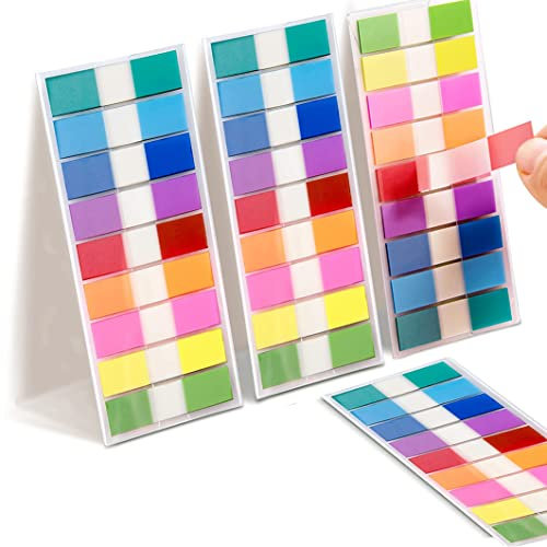 Okydoky 720 Stück Haftstreifen(9 Farben,44 x 11 mm) 4er Pack Eschreibbare Klebezettel Haftmarker, Textstreifen Page Marker, Haftnotizen Index Tabs für Seitenmarkierungm, Sticky Notes(4p.DE)