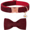Elegant little tail Weihnachts-Hundehalsband mit Schleife – Fischgrätmuster Rot Schwarz Hundehalsband Schleife Strapazierfähiges Halsband mit Fliege Haustier-Hundehalsband für mittelgroße Hunde