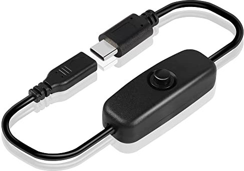 GINTOOYUN Cable USB C con botón de encendido/apagado USB tipo C macho a hembra cable de alimentación con interruptor para Raspberry Pi 4B fuente de alimentación 30cm