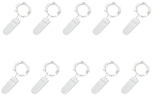 PAWARSO Lichterkette, 10 Stück 2M 20 LED Lichterkette Batterie IP44 Wasserdicht Mini Lichterkette mit Batterie für Weihnachten, DIY, Party, Hochzeit (Kaltes Weiß)