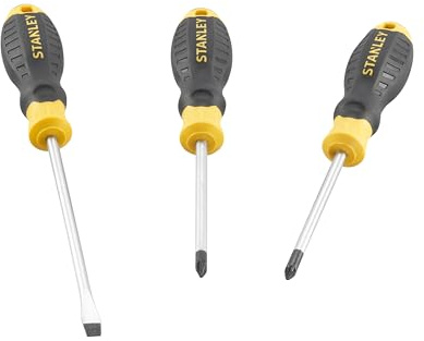 Stanley Cushion Grip™ Screwdriver Set, 3 Piece, Engineered from high-Strength, Chrome Vanadium Steel to Reduce the Chance of tip Breakage.