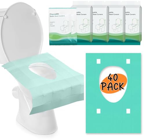 Einweg Toilettenauflagen, 40 Stück Die Hygienische Lösung für Unterwegs, Toilettenbezüge Toilette Auflage WC-Sitz Matte Einweg Toilettenpapier Pad für Reisen, öffentliche Toiletten
