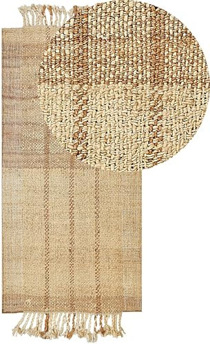 Beliani Teppich Jute beige/braun mit Fransen 80 x 150 cm hangewebt natürlich Karkin