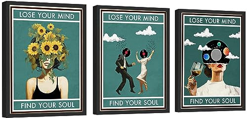 EXCOOL CLUB Be Kind Wandkunst – 30,5 x 40,6 cm Retro Lose Your Mind Find Your Soul Druck, Vintage Mental Health Ästhetische Poster, Hippie Boho Raumdekoration für Frauen Schlafzimmer Home Office