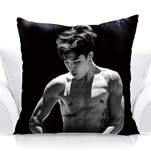 LOUJIN BTS Merchandise Kissen Kpop Jimin V Suga Jung Kook Fotos Weich Gefülltes Kissen für Sofa Heimdekoration Schön für AR 45 cm x 45 cm