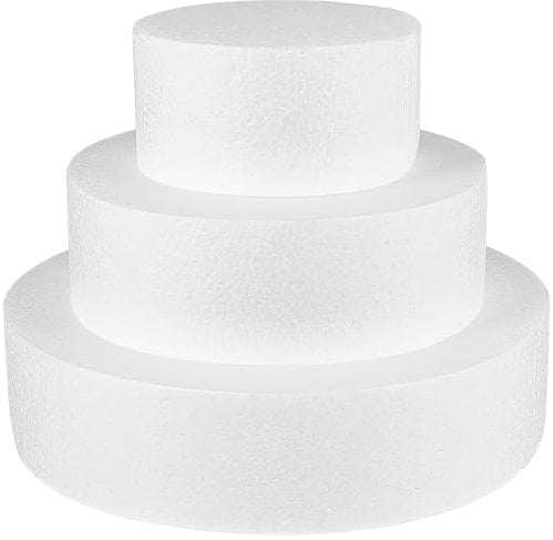 Gatuida Foam Cake Dummies: 3pcs Fake Birthday Cake Faux Round Artificial s Sculpting and Modeling for Display Wedding Birthday