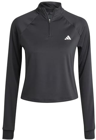adidas Women's Train Essentials Minimal Branding 1/4-Zip Cover Up, Black, XXL