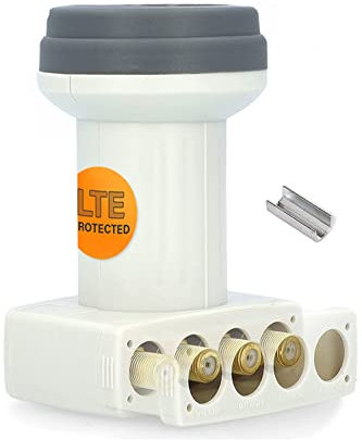 [ Test SEHR GUT, Note 1.2 *] GSS Helios Quattro LNB mit LTE Abschirmung & Sun Protect UV Schutz, nur für Multischalter Multiswitch geeignet, kein Direktanschluss möglich, 4K HD LMB für Sat Antenne