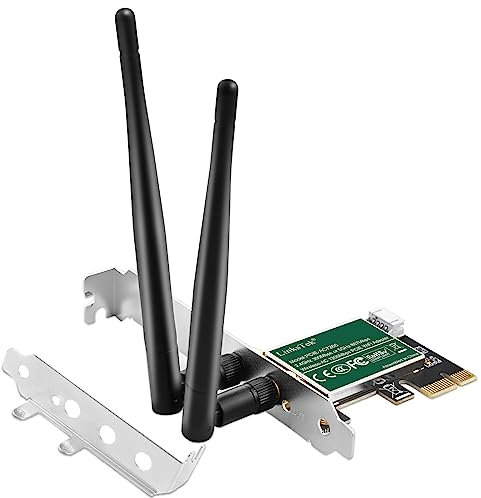 LinksTek Adaptador Wireless-AC 1200Mbps (2.4GHz 300Mbps y 5GHz 867Mbps) PCI-E Wireless-Tarjeta Wireless-AC Adaptador de red Wireless-AC para Windows 11,10, 8.x, 7 (32/64bit) PC de computadora