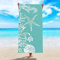 Lieson Mikrofaser Strandtuch, Badetuch Strandlaken Handtuch 80x160CM Sandfreie, Schnell Trocknende, Leichte Stranddecke Seestern Seepferdchen Grün Weiß Tragbares Saunatuch Badehandtuch