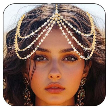 Generse Braut Stirnband Gold Kopfschmuck Kristall Stirnband Abschlussball Festival Stirn Haarteile Hochzeit Haarschmuck für Frauen und Mädchen
