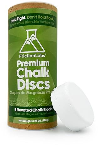 Friction Labs Chalk Discs - Premium Moisture-Absorbing Gym Chalk Blocks for Rock Climbing, Weight Lifting, Gymnastics, & Bowling - Mess Free Gym Chalk - 5 Individual 0.85oz Block Chalk Discs