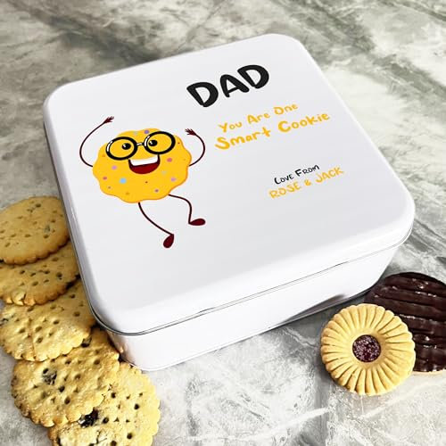 Funny Smart Cookie Dad Personalised Gift Cookies Treats Biscuit Tin Personalised Gift | Custom Gift | Personalized Tin | Cake, Biscuit & Treat Tins | Gift For Her | Gift For Him
