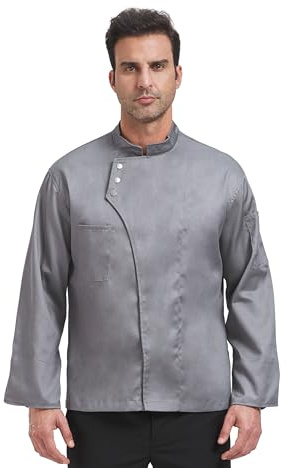 Nanxson Kochjacke Unisex Küche Hotel Stehkragen Langärmelig Uniform Bäckerjacke Küchebekleidung mit Tasche CFM0057