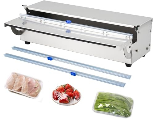 BAOSHISHAN Film Wrapping Machine 18in Manual Cling Film Packaging Machine | 2 Cutting knives,for Packing Food Fruit in Supermarket