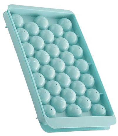 AEX Round Ice Balls Tray with Lid - 33 Ice Ball Maker Moulds for Freezer Reusable Trays for Cocktail, Drink, Whiskey, Coffee (Green)