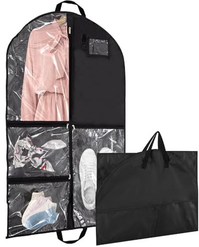 MININUSI Kleidersack Tasche mit 3 Reißverschlussfächer, wasserdicht Kleidertasche, Kleiderhülle zum Aufhängen Anzug, 100*60 cm Kleiderhülle Reise, Kleidungstasche, Anzug Transporttasche, Kleidersack