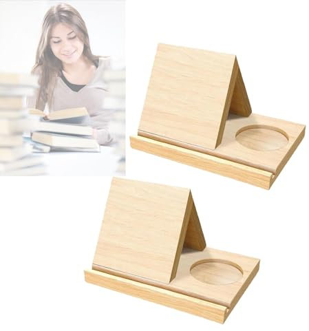 GYYFQH Buchständer Holz Mit Tassen Halterung,Buchständer Holz Dreieck,Bücherständer Dreieck,Buchständer Holz Eiche Tragbar, Stabil, Leicht(Two Sets)
