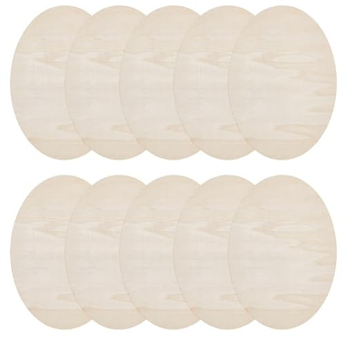 DELORIGIN 10 Stück Ovaler Holzscheiben 22x15cm Holzscheiben zum Basteln DIY Plankenausschnitt Unlackierte Buchenholzrohlinge Für Künstler Gemälde Türhänger Schilder