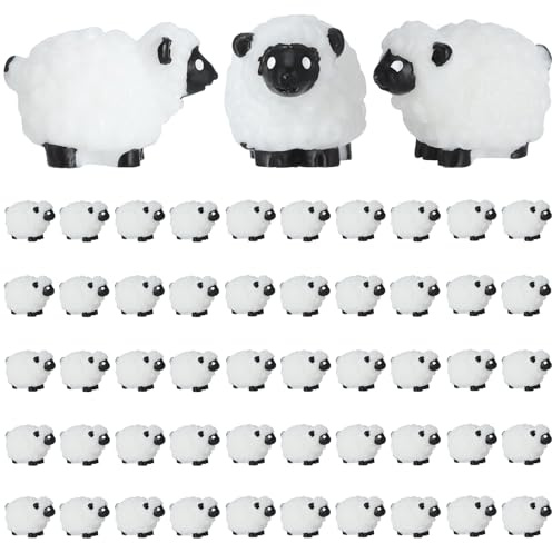 Invalidism 50 Pcs Mini Black Resin Sheep Statue | Little Animal Figurine Fairy Tale Garden Decorative for Indoor and Outdoor Landscape