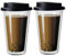 2PCS Insulated Coffee Mug with Lid, 12oz Double Walled Glass Coffee Tumbler, Reusable Clear Coffee Cups, Dishwasher Safe Glass Travel Mug for Hot or Cold Drinks