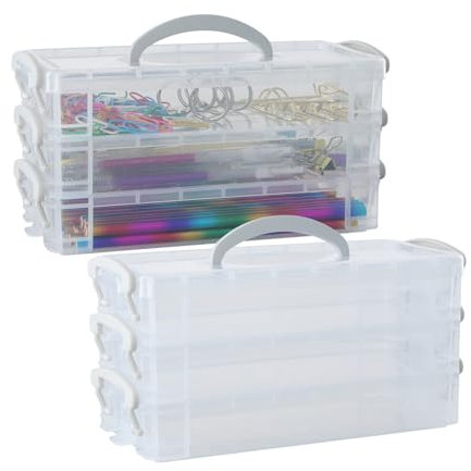 Rundago 2 Stück Stapelbare Stiftebox Durchsichtige Bleistiftboxen Stifte Aufbewahrung Bürobedarf Aufbewahrungsbox Stifte Organizer Stiftebox für Schreibwaren Aquarellstifte Zeichnungs Werkzeuge