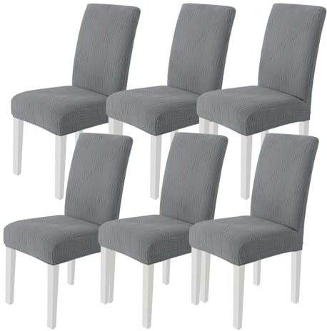 Ystyle Stretch Stuhlhussen 6er Set, Stuhlbezug Elastisch Abnehmbarer Waschbarer,Universal Langlebig Stuhlbezüge, Für Hotel Bankett Küche Restaurant Hochzeit Party, Hellgrau