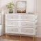 Hzuaneri Kommode, Schrank mit 6 Stoffschubladen, Multifunktionales Sideboard mit Stofftasche, Metallrahmen, 30 x 110 x 85 cm, für Wohnzimmer und Schlafzimmer, Morden, Weiß-Gold DU25813AW