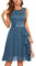 Berylove Robe de Soirée Longue Élégante Pour Mariage et Cocktail - Avec Fente, Manches et Taille Élastique - Gris-Bleu Pailleté, 3XL