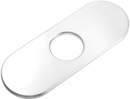 sourcing map 6 Inch Sink Faucet Hole Cover, Stainless Steel Oval Deck Plate Faucet Escutcheon Kitchen Sink Plate for 1 or 3 Holes Kitchen Bathroom Sink, Silver Tone