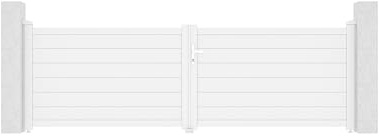 Portail battant aluminium plein 350 x 114 cm blanc mat - Casanoov EIGER 3,5m 2 vantaux intimité totale surface lisse moderne résistant corrosion compatible motorisation kit complet