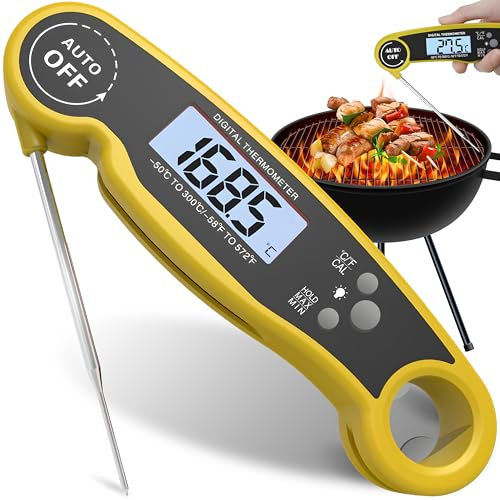 Retoo Fleischthermometer Grillthermometer Bratenthermometer Küchenther-mometer Digital Thermometer Sofortiges Auslesen 3s LCD Bildschirm Auto Off Backofenthermometer für Küche BBQ Ofen Backen