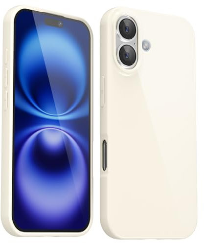 Svanove for iPhone 16 Case Silicone, Glossy Soft Rubber Gel Jelly Cute Protective Plastic Simple Plain Phone Case Cover for Women Girl, Slim Thin Flexible Shockproof TPU, Beige Stone