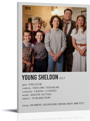 RISUANHENM Young Sheldon Poster, Raumdekoration, künstlerisches Poster für Zimmer, ästhetische Leinwand, Wandkunst, Schlafzimmerdekoration, 20 x 30 cm, Rahmenstil