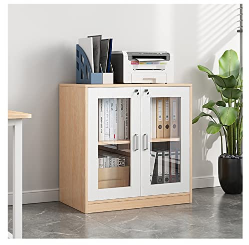 Aktenschrank aus Holz mit Glastür, abschließbar, Büroschrank für Finanzdokumente und kleine Bücher