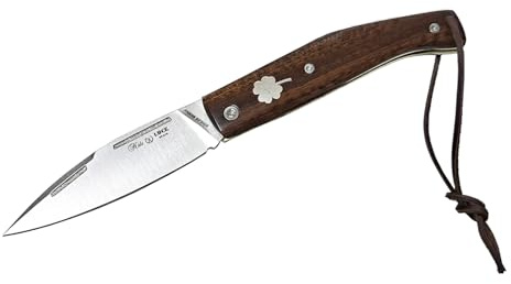 Tiendas LGP - MIGUEL NIETO Navaja Luck 50-AN, con hoja en acero inoxidable Böhler N695co hoja de 8 cm. y empuñadura en Palo de Serpiente Pulida, Hueco con cordón fiador incluido