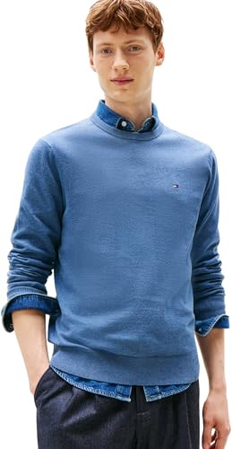 Tommy Hilfiger Herren Pullover Essential Cotton mit Rundhalsausschnitt, Blau (Petrol Blue Heather), XXXL