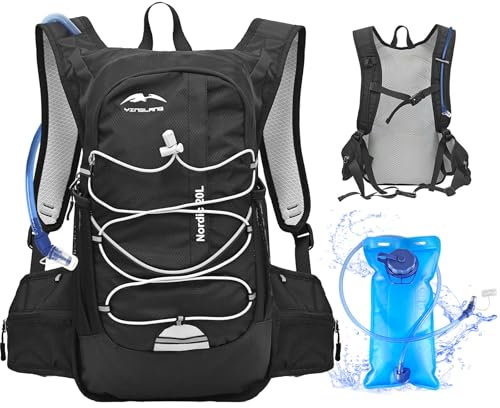 Lnopever 20L Hydration Backpack with Water Bladder: Multi-pocket Water Backpack with Hydration Bladder Compartment Lightweight MTB Rucksack with Water Bladder Running Rucksack for Men Women