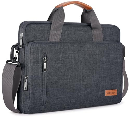 KIZUNA Laptop Tasche 17 17.3 Zoll Laptoptasche Notebook Hülle für 17 Lenovo IdeaPad 3i Gen 7/ThinkBook Plus 17/ASUS Vivobook 17/LG gram 17/Dell/Razer 17/MSI 17 wasserdichte Schultertasche,Dark Grey