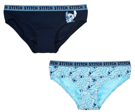 Disney Stitch Damen Unterhosen, 2er-Pack Slips, Weiche Stretch-Baumwolle, Klassische Höschen, Unterwäsche Damen