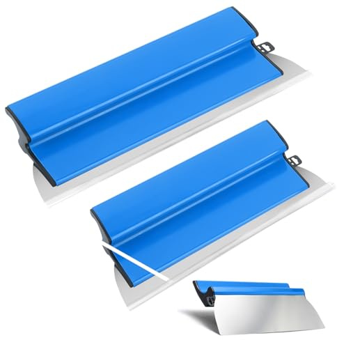 Set di 2 spatole da 25 cm + 40 cm, con impugnatura ergonomica, lame per skimming flessibili, utensili da parete per utensili da gesso, colore: blu