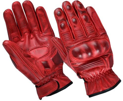 Klassische Leder Motorradhandschuhe Herren – Bikerhandschuhe aus echtem Rindsleder – Cafe Racer Vintage Stil,Biker Motorrad Handschuhe Herren