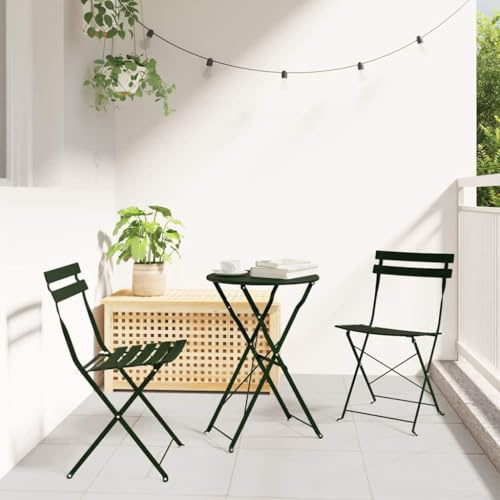 Holamys Garten Klappstuhl 2er Set Grün, 42x46x82cm, robuster Stahl, wetterfest, Balkonstuhl, Bequeme Terrassenstühle, ideal für Outdoor-Entspannung