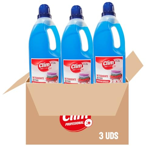 Clim Profesional Gel Detergente Lavadora 2L Ropa Delicada Sin Prelavado | Potencia el Color, Elimina Manchas Difíciles, Concentrado, Uso Doméstico e Industrial