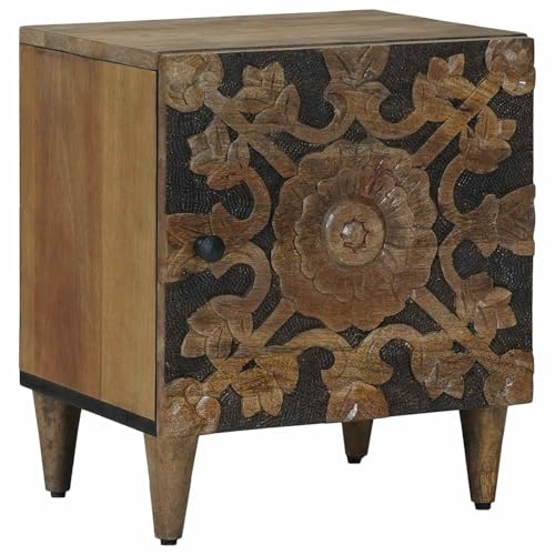vidaXL Nachttisch Braun 40 x 33,5 x 46 cm Massivholz Mango, Wohnzimmer, rechteckiger Nachttisch, stylischer Mangoholzschrank, praktisches Möbelstück für Dein Schlafzimmer