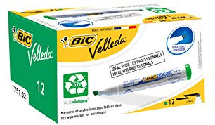 Bic Velleda 1751 Whiteboard Marker Chisel Tip Line Width 3.7-5.5mm Green Ref 1199175102 [Pack 12]