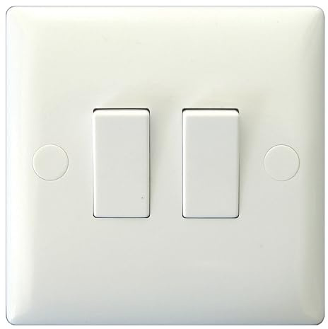 Varilight 2-Gang 10A 1- or 2-Way Rocker Switch Polar White