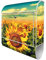 banjado® Design Briefkasten mit Sonnenblumen 38,5x46,5x13cm & 2 Schlüssel - Briefkasten Stahl weiß mit Zeitungsfach pulverbeschichtet - Postkasten A4 Einwurf inkl. Montagematerial